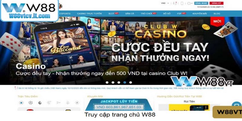 Giới Thiệu W88 - Khám Phá Hệ Sinh Thái Cá Cược Đẳng Cấp 2026 1 Giao diện W88 chuyên nghiệp mang đậm dấu ấn thương hiệu uy tín toàn cầu